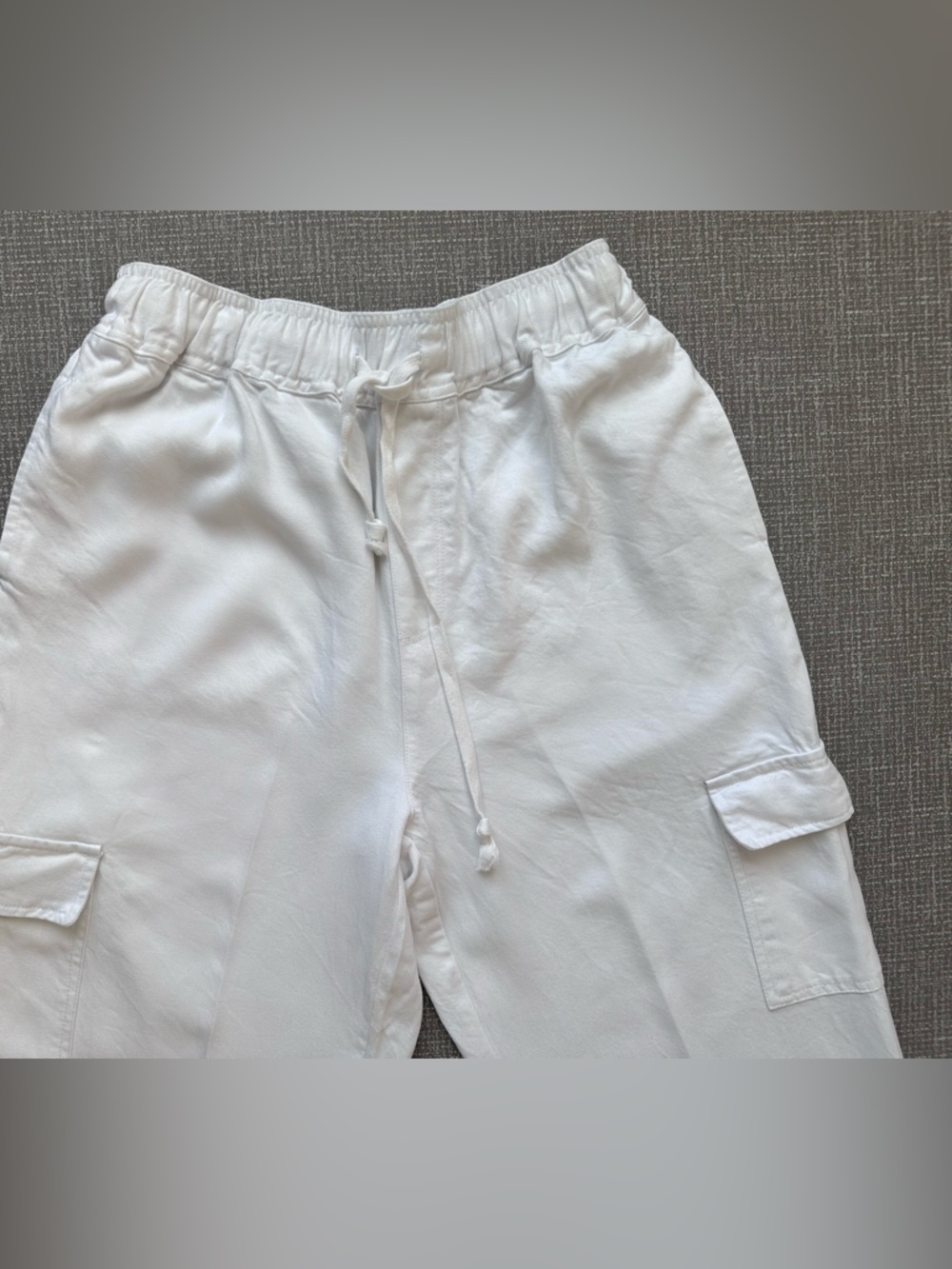 Velvet Heart White Tencel Linen Pull On Cargo Pants Medium Wide Leg Drawstring - Picture 2 of 15